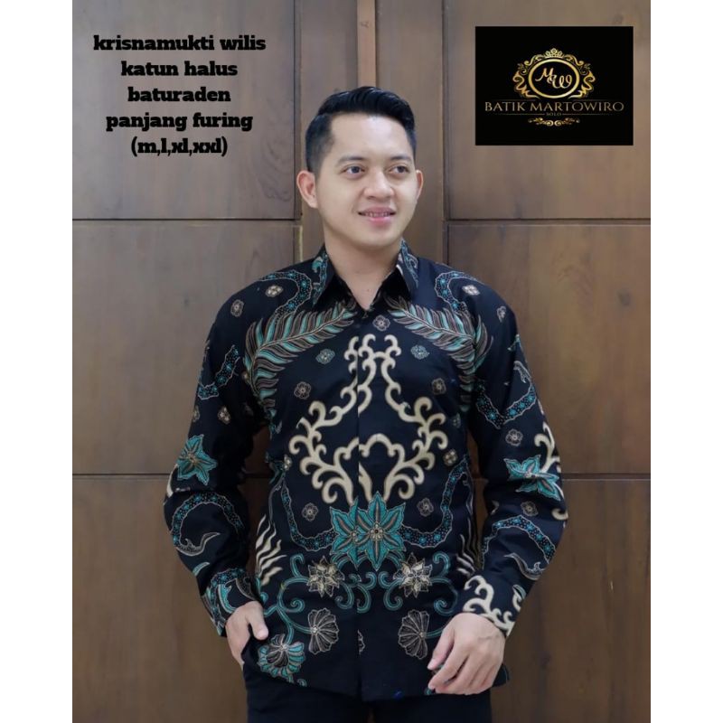 KRISNA MUKTI WILIS hitam kemeja batik full furing katun halus batu raden