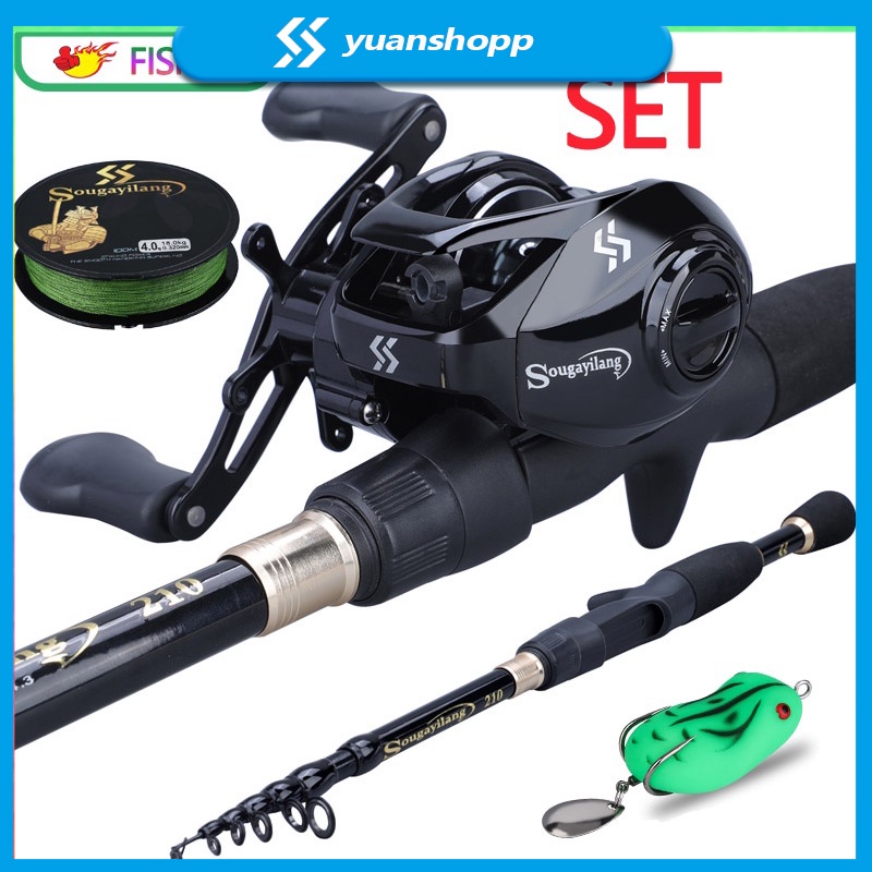 (full set) 1.8M-2.4M Joran Pancing Dan casting reel memancing Reel Pancing Fishing Joran Set Untuk Memancing Di Luar Ruangan