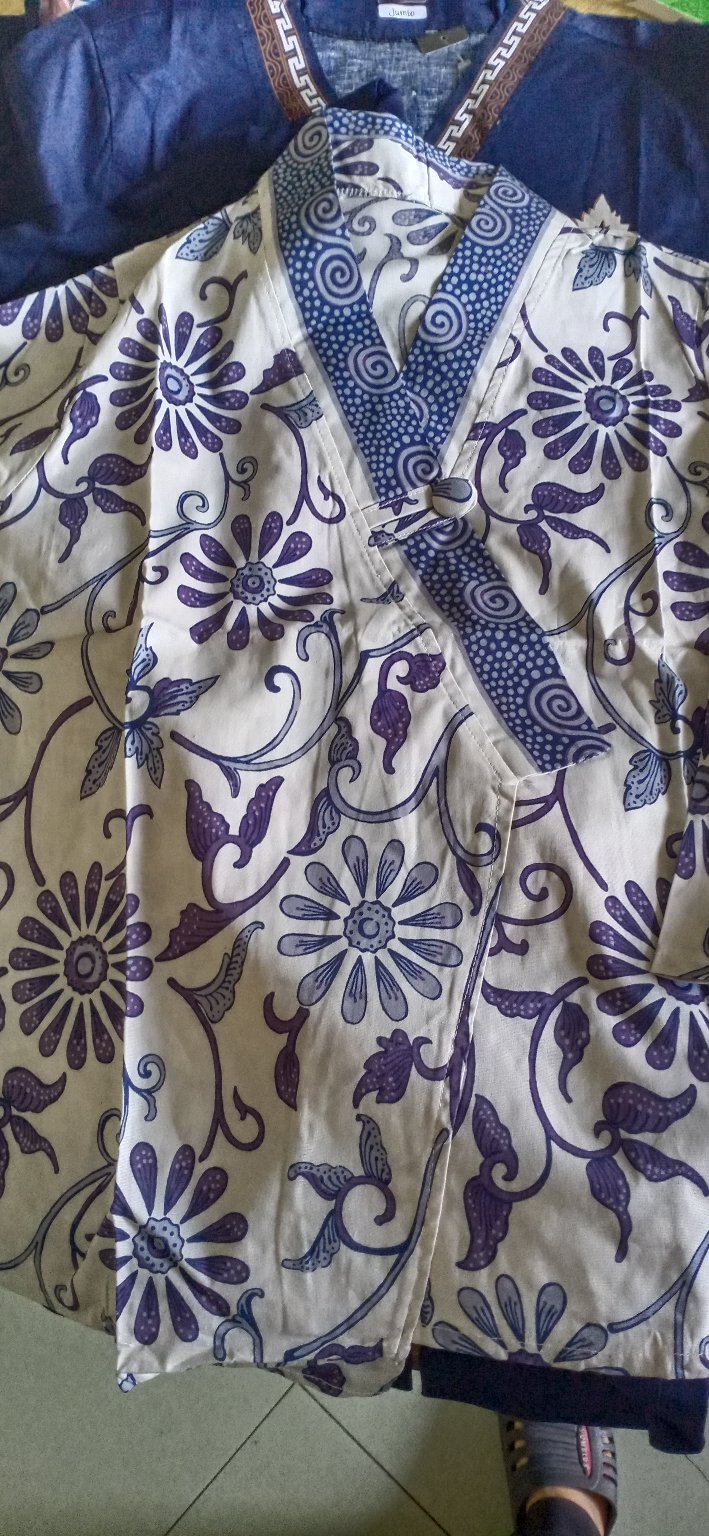 Atasan Blouse Batik Wanita Lengan Panjang Model Kimono Bahan Katun Stretch, 262 Ara#