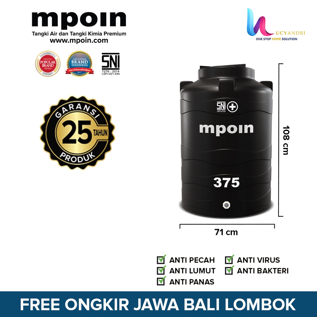 Tangki Air MPOIN PLUS 375 Wave Toren Tandon 400 Liter