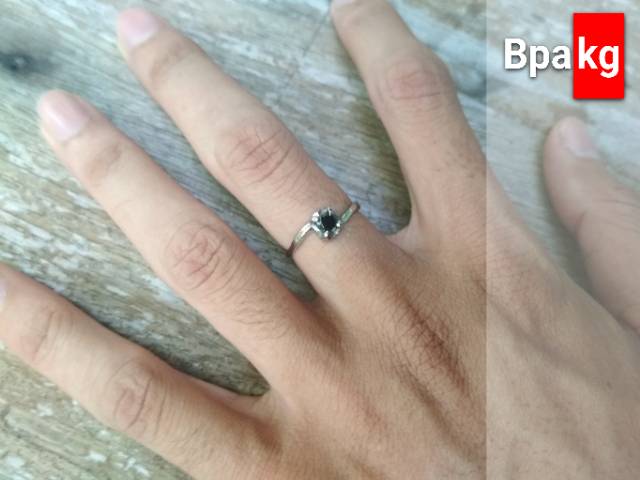 Cincin permata diamond kecil mini tipis simple silver # Cincin monel besi putih asli anti karat cod
