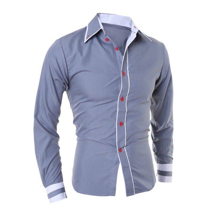 Kemeja Pria Lv 014 Mirror Quality Import ((New Arrival))   SR106 [Hem Randhy Grey Ot] Pakaian Pria