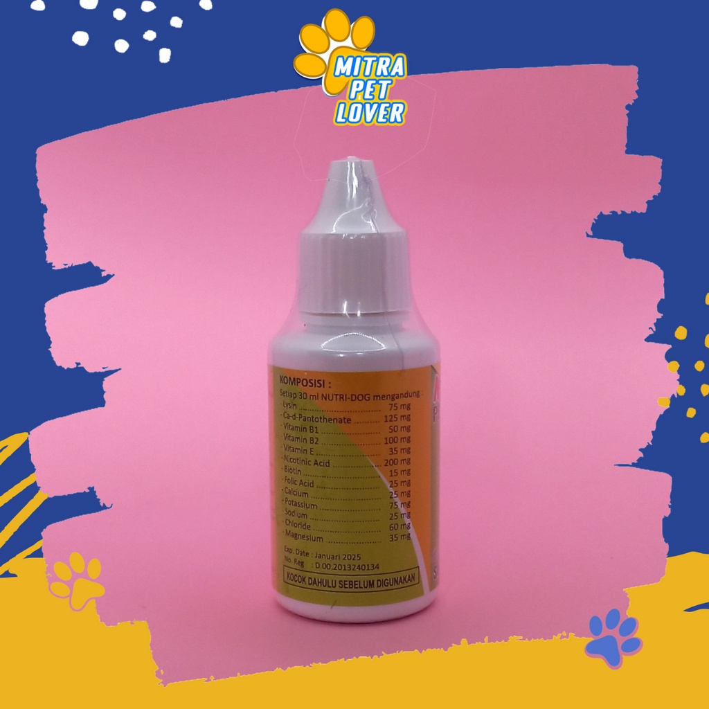 OBAT PENUMBUH BULU ANJING - NUTRI DOG 30 ML ORIGINAL - CEGAH KERONTOKAN KEBOTAKAN - MELEMBUTKAN - MENGKILAPKAN BULU HALUS SEHAT LEBAT PET ANIMAL HEALTHCARE AND VETERINARY TAMASINDO OBAT KESEHATAN DAN VITAMIN TERNAK HEWAN BINATANG PELIHARAAN MITRAPETLOVER