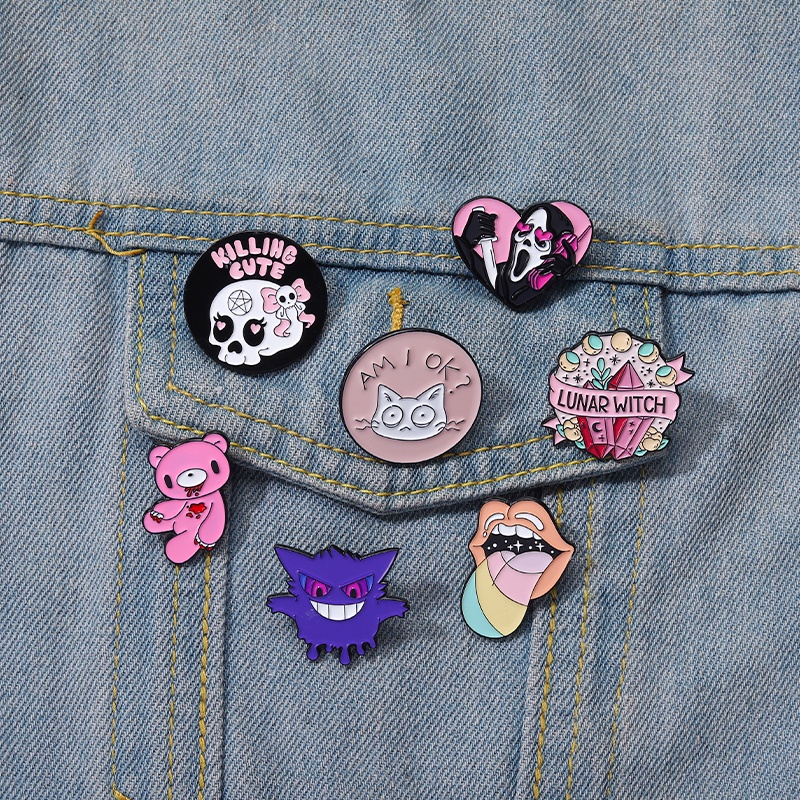 Bros Pin Enamel Desain Gengar Warna-Warni Gaya Punk Untuk Aksesoris Pakaian