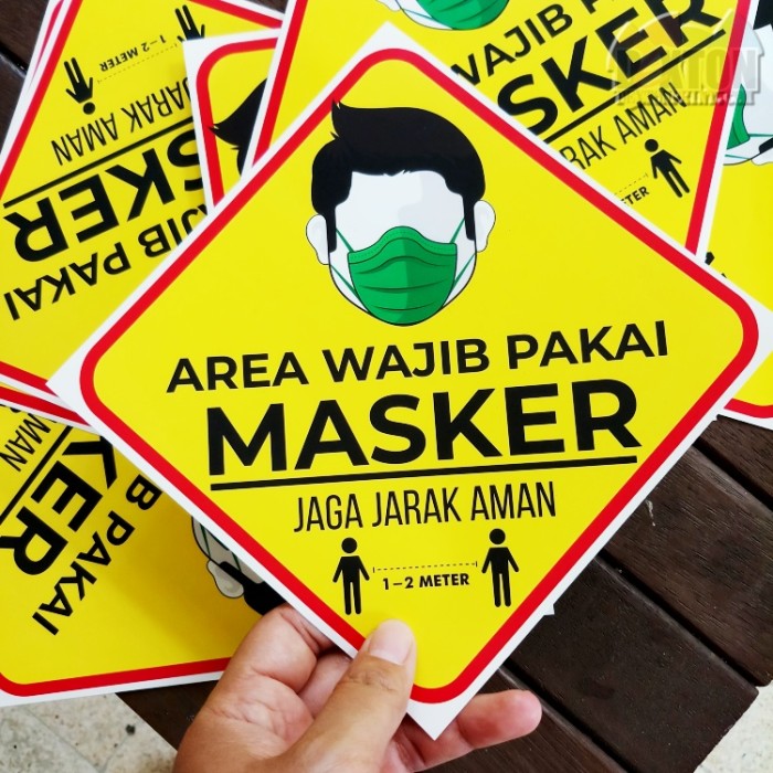 

Murah Stiker Sticker Label area wajib masker corona covid jaga jarak prokes Keren