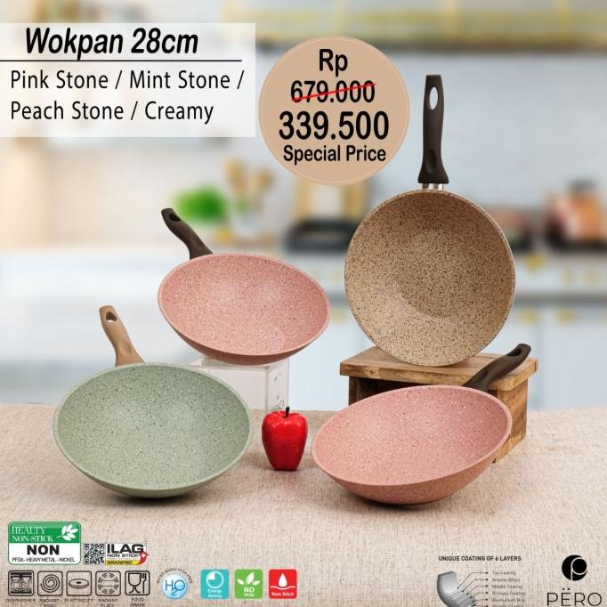 ] PERO WOK PAN 28CM BROWN HANDLE