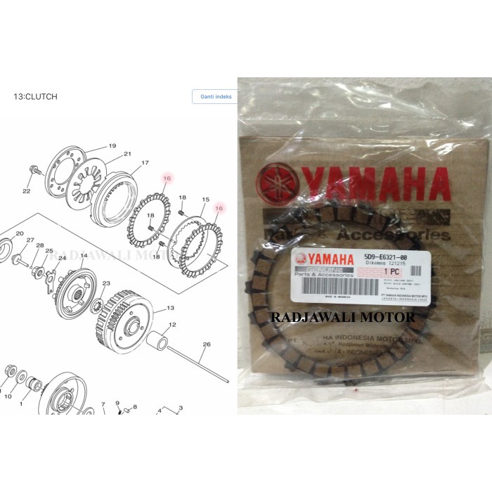 PLAT KOPLING YAMAHA VEGA ZR 2009-2010 SET ASLI ORIGINAL KAMPAS KOPLING