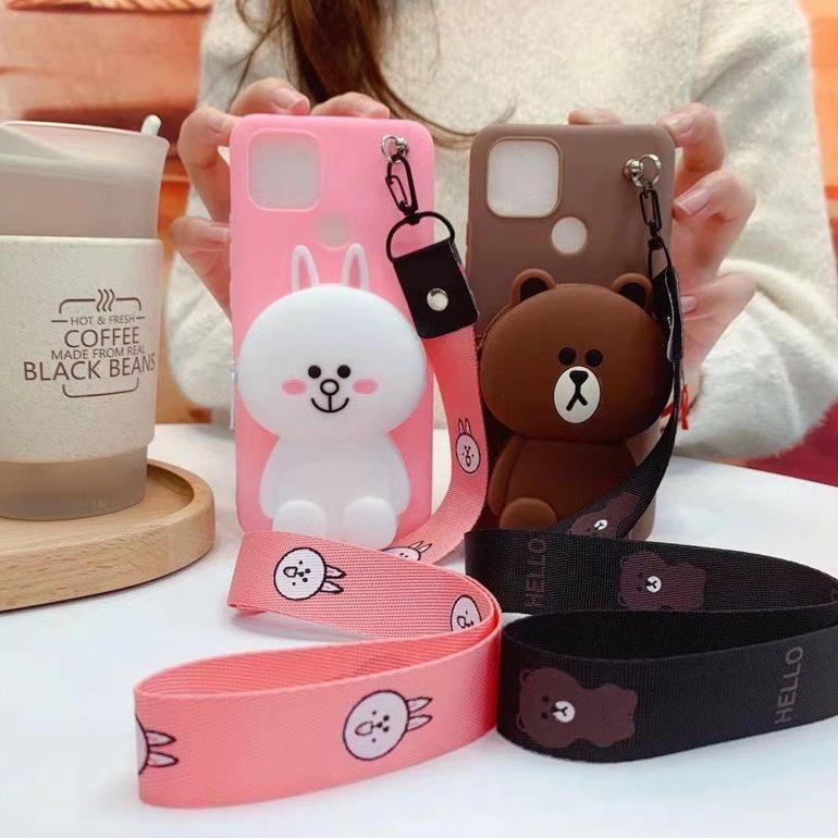 Vivo Y19/O/ V19/ S1/ Z1 Pro/Y51 2020/Y53S/Soft Case Karakter Disney Dompet Koin + Gantungan Tali/Bon