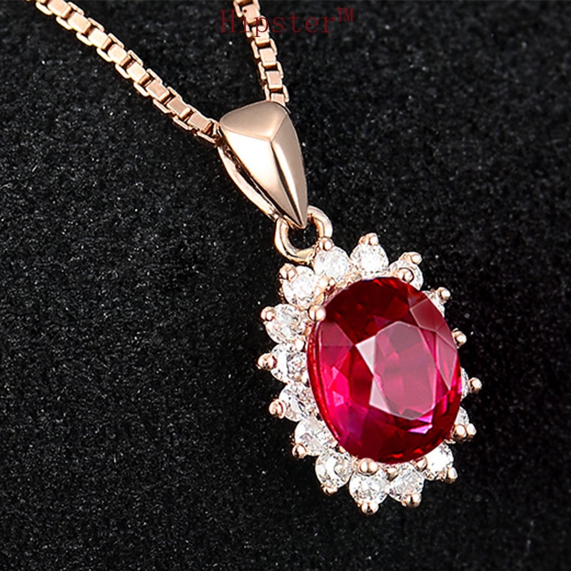 Best Selling Fashion Classic Ruby SUNFLOWER Diamond Pendant Necklace