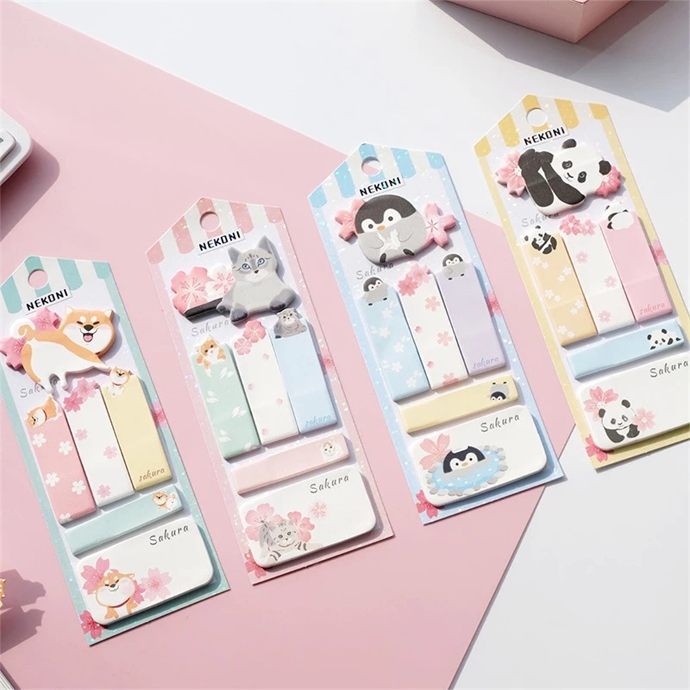 ELEGANT Cute Message Notes Penguin Post Book Marker Sticky Note Students Stationery Office Planner Sticker School Supplies Cat Panda School Paper Writing Pads