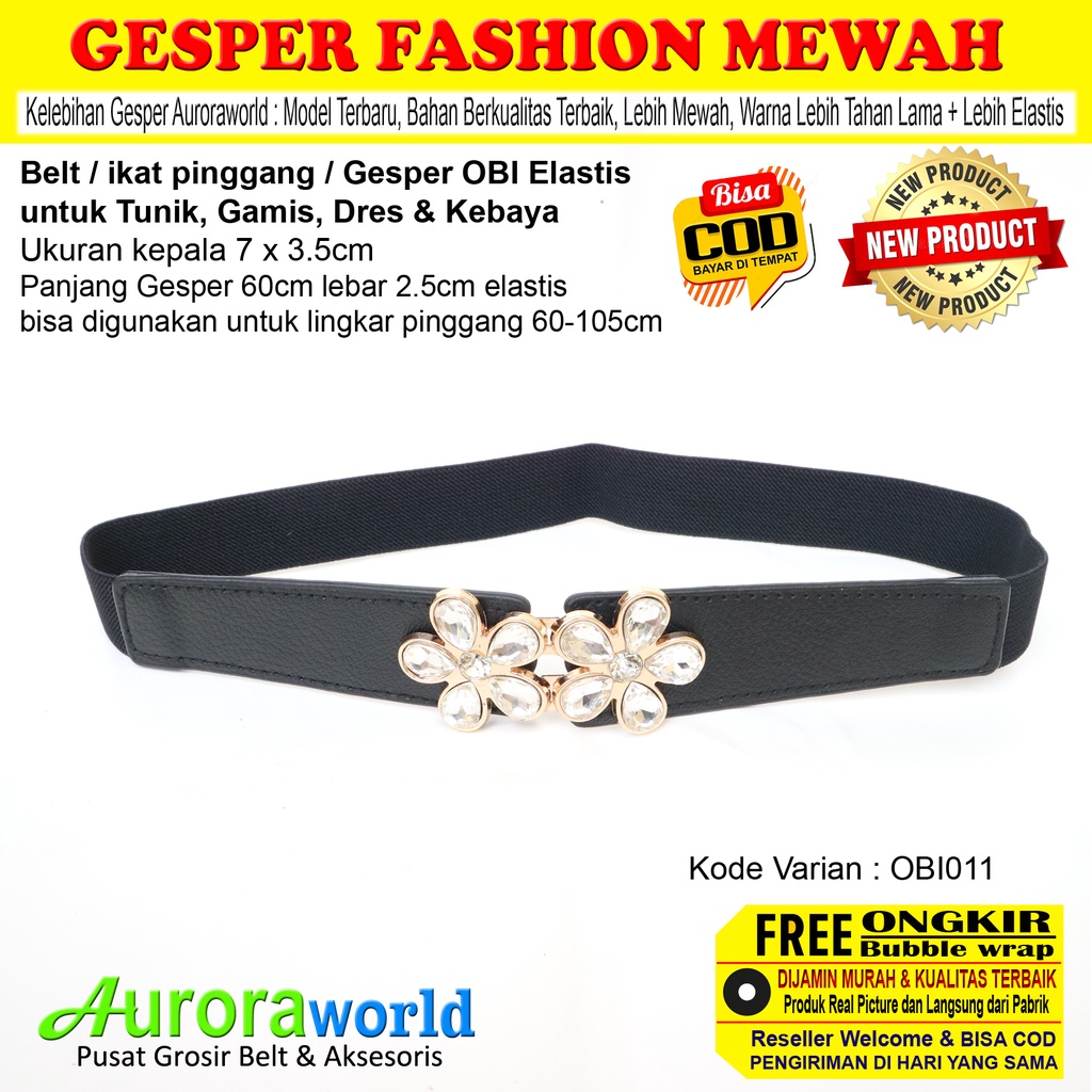 AURORAWORLD ikat pinggang wanita premium belt elastis wanita obi belt karet gesper kebaya sabuk mewah korea untuk dress tunik gamis gaun terbaru bisa cod