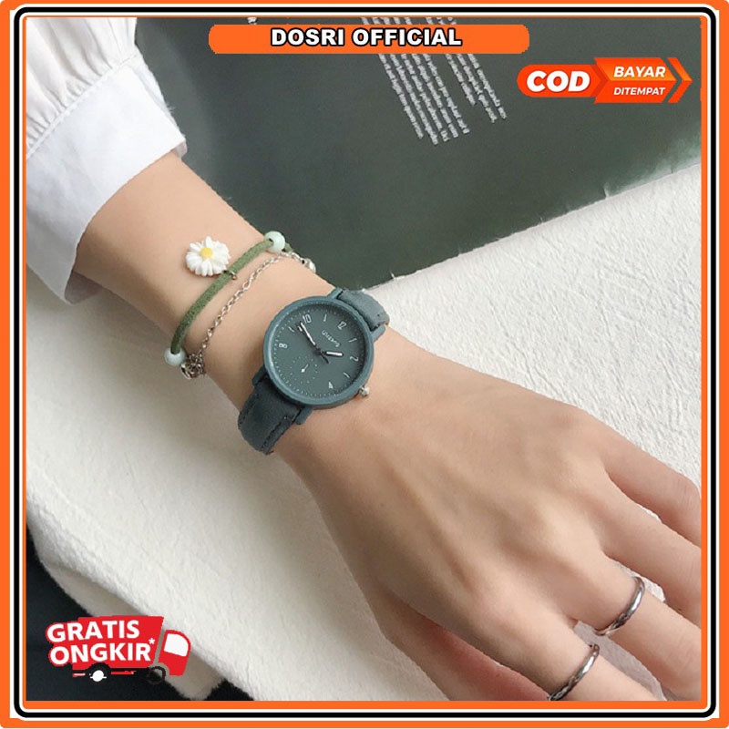 [BISA COD] Jam Tangan Quartz Strap PU Analog Casual Gaya Retro Untuk Wanita Watch Korean Fashion