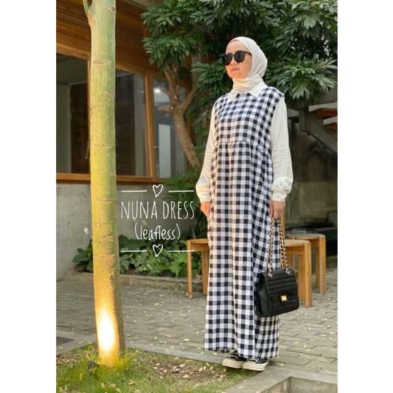 Termurah Nuna Dress / dress wanita / kotak-kotak / tanpa lengan
