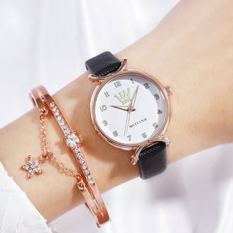 SANGCAKRA COD - Jam Tangan Wanita Quartz Analog Fashion Gaya Korea Motif Mahkota Terbaru 2022 - JW49