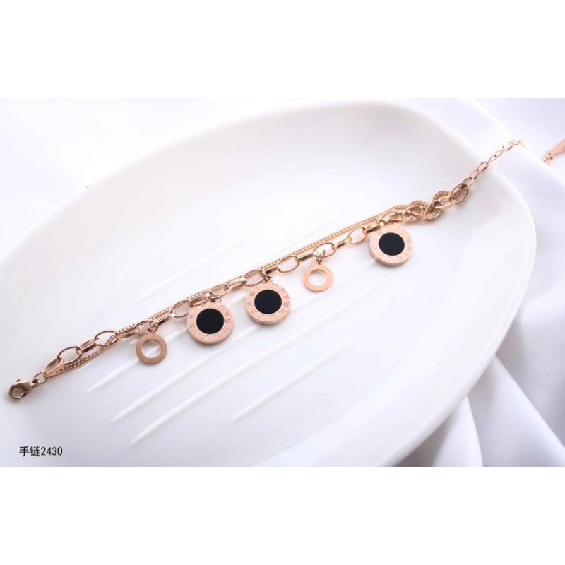 Gelang titanium anti karat rosegold