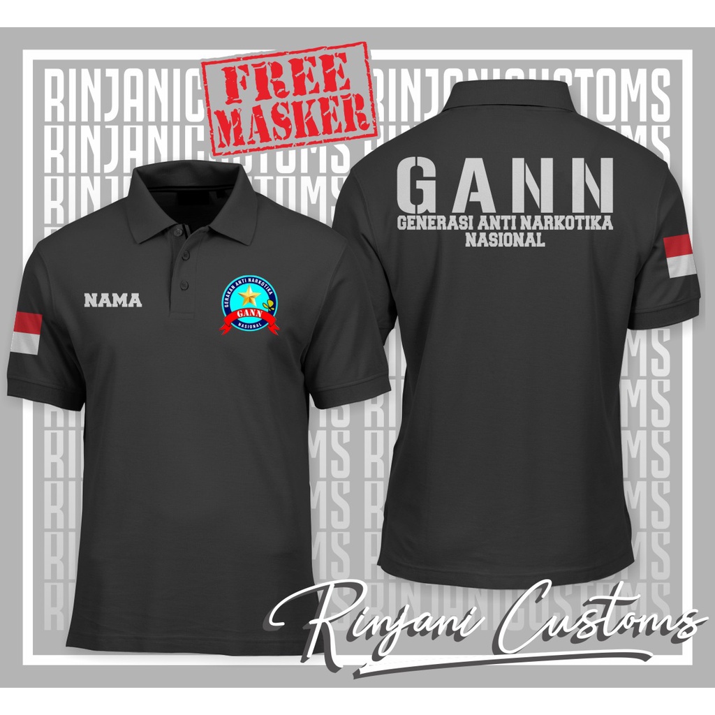 KAOS POLO GANN.KAOS KERAH POLO DESAIN GANN.FREE MASKER
