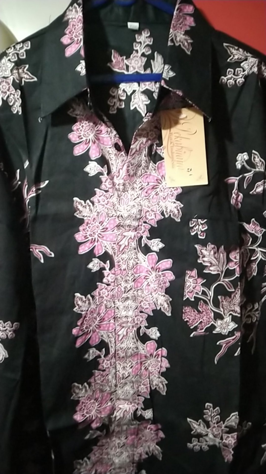 Kemeja Batik Cibulan Warna Pink Kombinasi Hitam