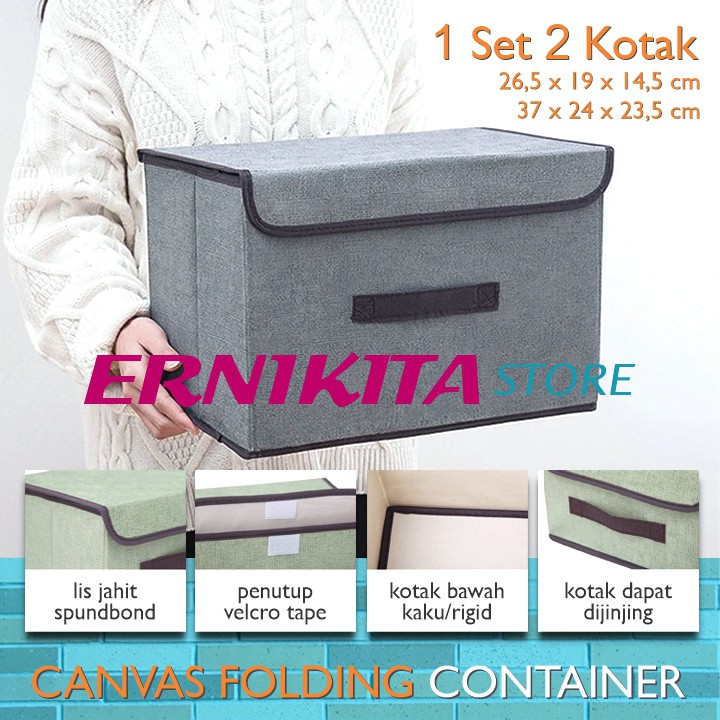 2 STORAGE CANVAS BOX ORGANIZER - Tempat Penyimpanan Serbaguna