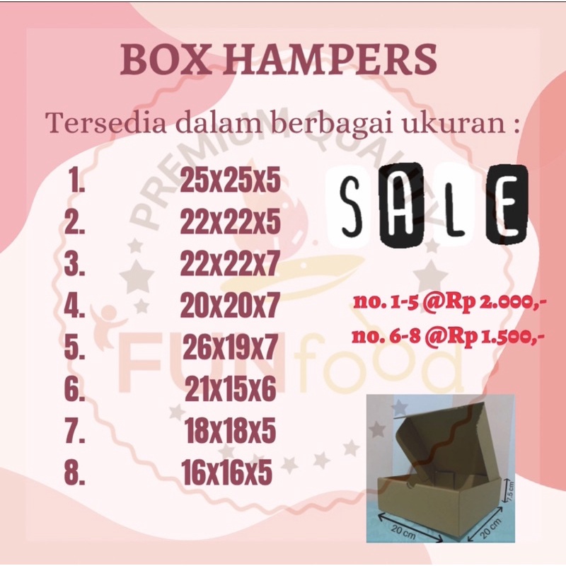 

BOX PIZZA/BOX KUE/BOX HAMPERS ALL SIZE