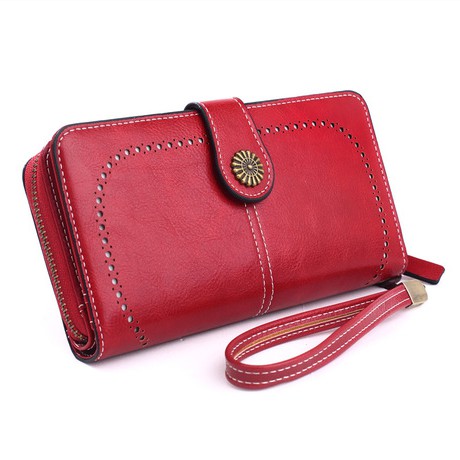 DOMPET PESTA MERAH KULIT PREMIUM WA041R1 FLORENCE 13 SLOT KARTU MEWAH IMPORT KOREA ORI MURAH WANITA