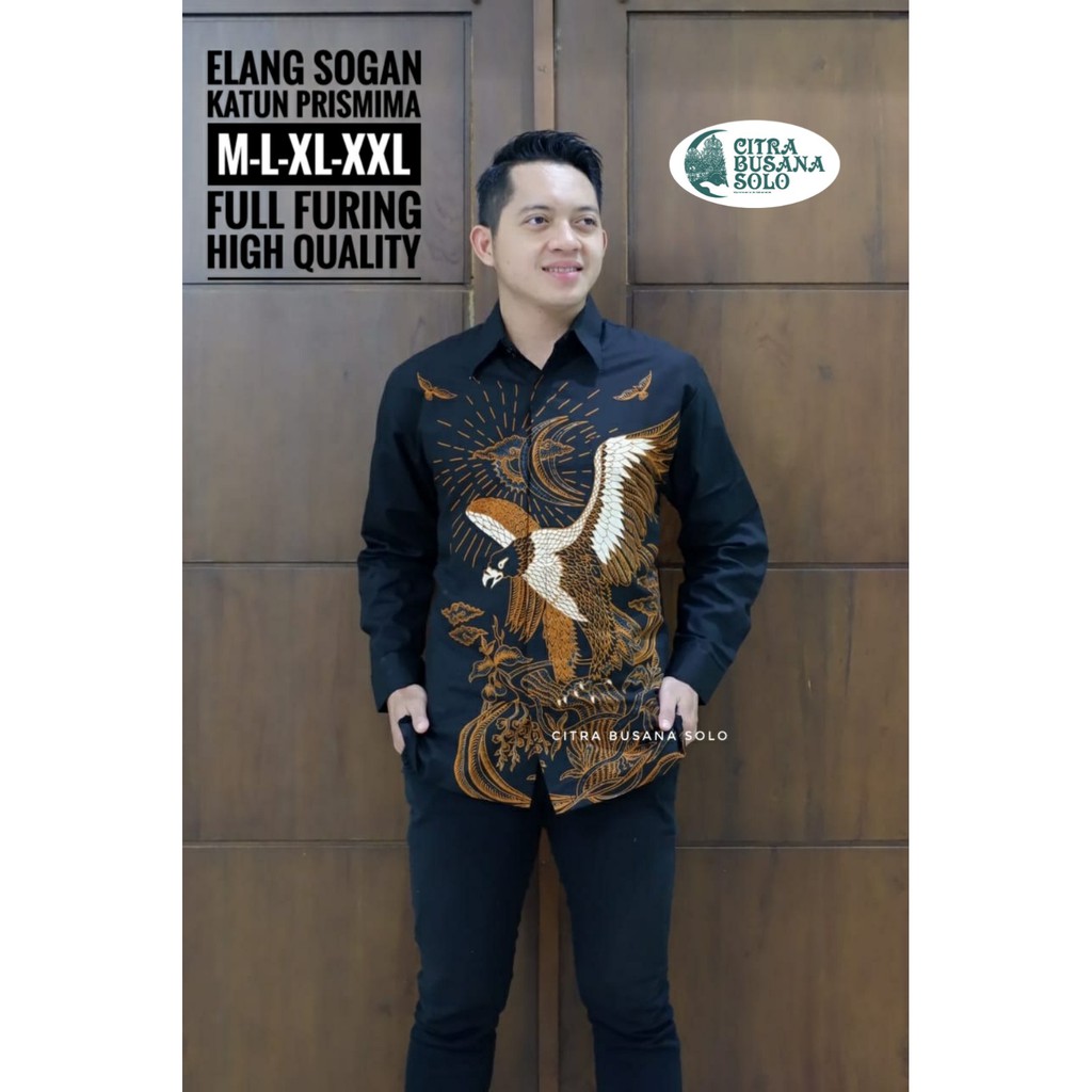 ELANG SOGAN Kemeja Batik Pria Full Furing Bahan Katun Primisima