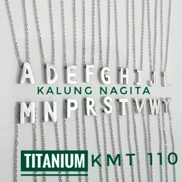 Kalung huruf titanium Asli