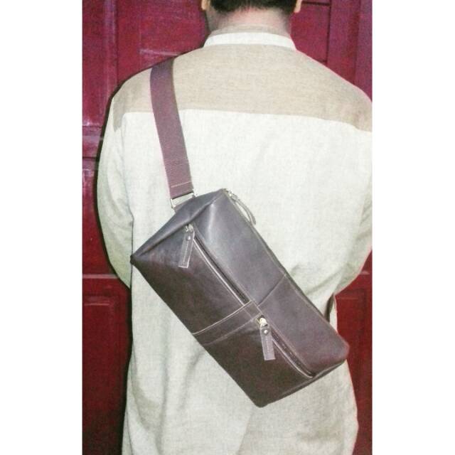 Tas pinggang pria asli kulit slingbag pria tas posman kulit asli garut tas slempang pria