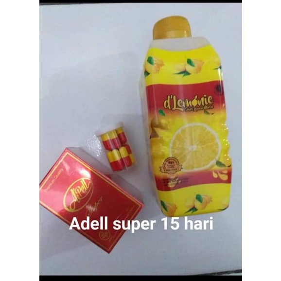 (BISA COD) PAKET ADEL15 KAPSUL APEL SUPER DAN 1 BOTOL D'LEMONIE 500ML, PELANGSING HERBAL