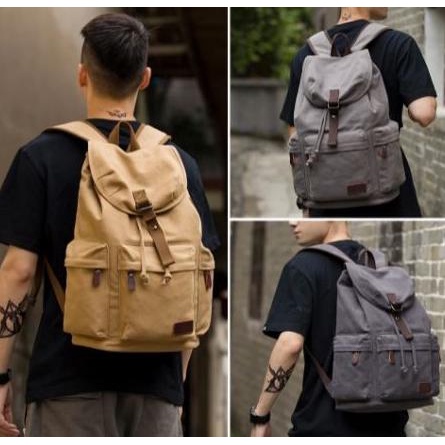 Tas Ransel Pria Backpack Canvas Retro Vintage Tas LapTop Kanvas 121275 Termurah