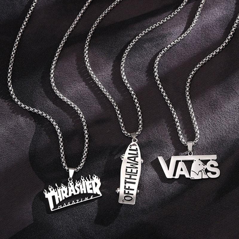 BISA COD Kalung Rantai Bandul Thraser dan Vanss Stainless Steel Kalung Cowok Cewek Pria