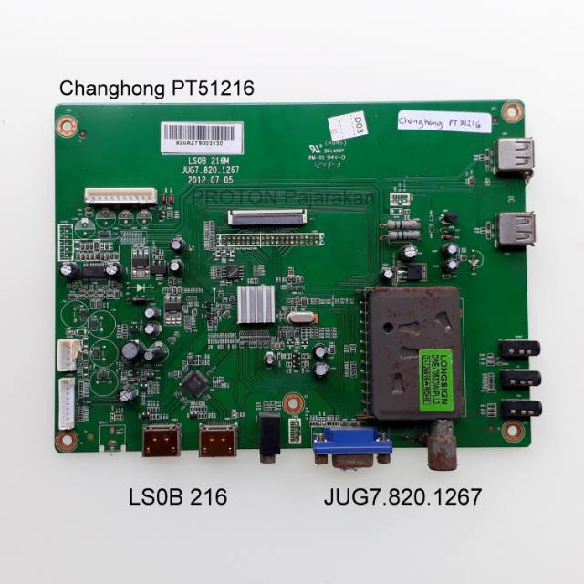 mainboard TV Plasma Changhong PT51216 LS0B 216M Mesin PDP JUG7.820.1267 Matherboard JUG6.690.1024
