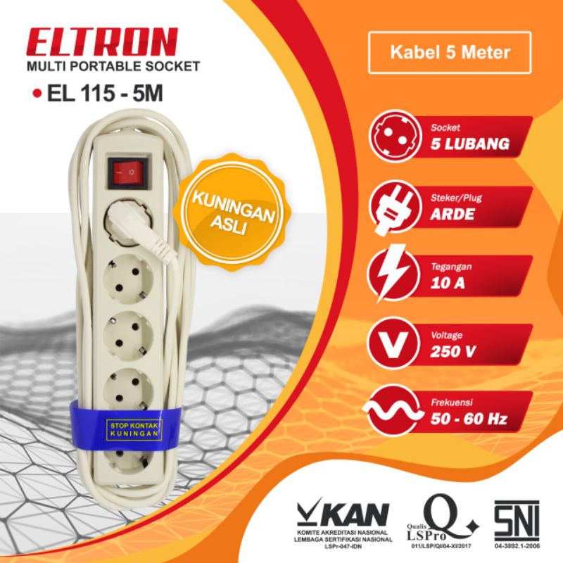 Stop kontak 5 lubang 5 meter Terminal 5 lubang 5 meter