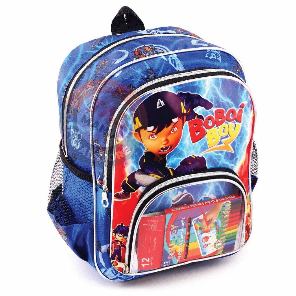 PTS -Tas Anak Cowo / Laki Laki Karakter / HULK Spiderman Boboiboy Avangers - CLEARLY BACKPACK + PENSIL WARNA