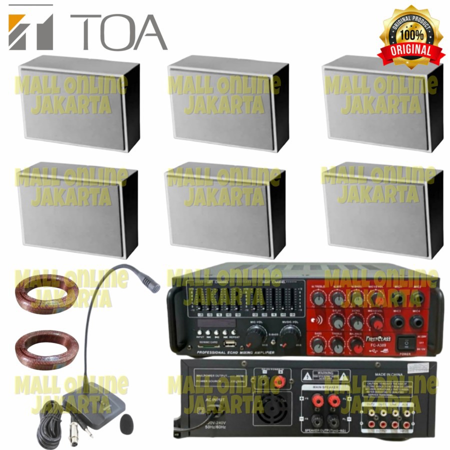 Paket toa Sound system Masjid ruangan indoor 6 speaker Original