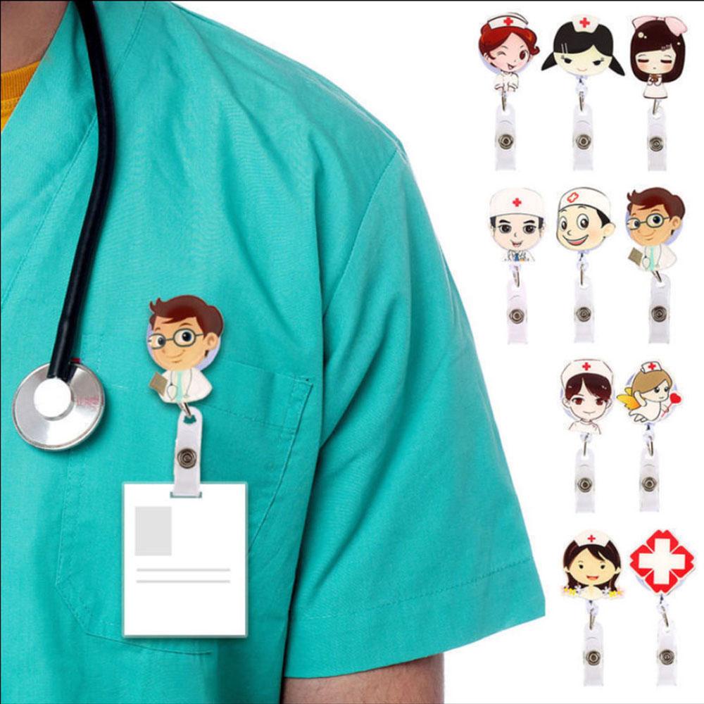 Lanfy Holder Kartu Nama Lucu 1PC Badge Reel Klip ID Name Card Doctor Card Holder Clip