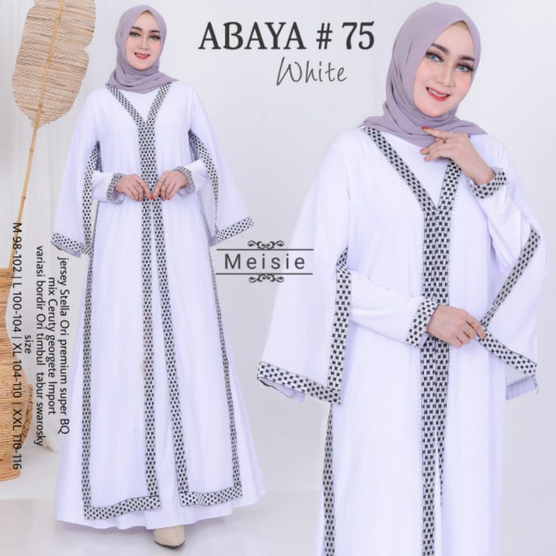 ABAYA PUTIH #74 ARAB BORDIR ZOYA TURKEY MAXI DRESS MUSLIM