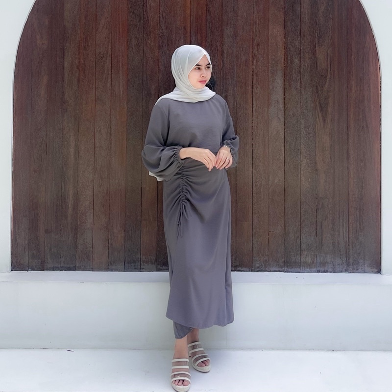 VS - ONE SET NADIA | SET WANITA ROK SERUT &amp; BLOUSE LENGAN BALON FASHION MUSLIM WANITA