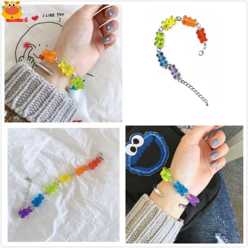 PROMO 9.9 Gelang Gummy Bear Beruang Warna Fancy Lucu Import Wanita Anak Premium Quality