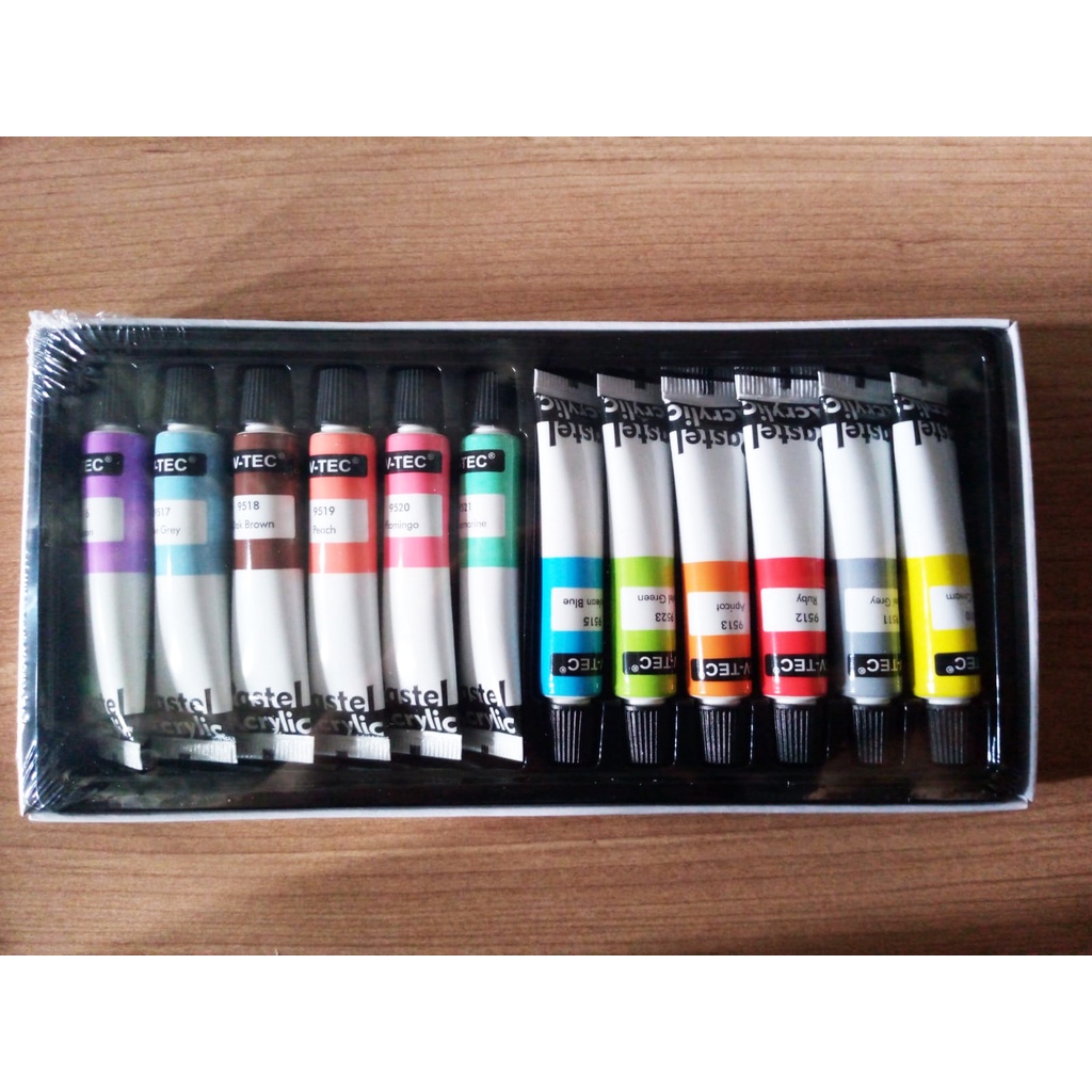 

Vtec V-Tec Acrylic Colour warna Pastel 12 Colours 6ML / Cat Akrilik Warna Pastel