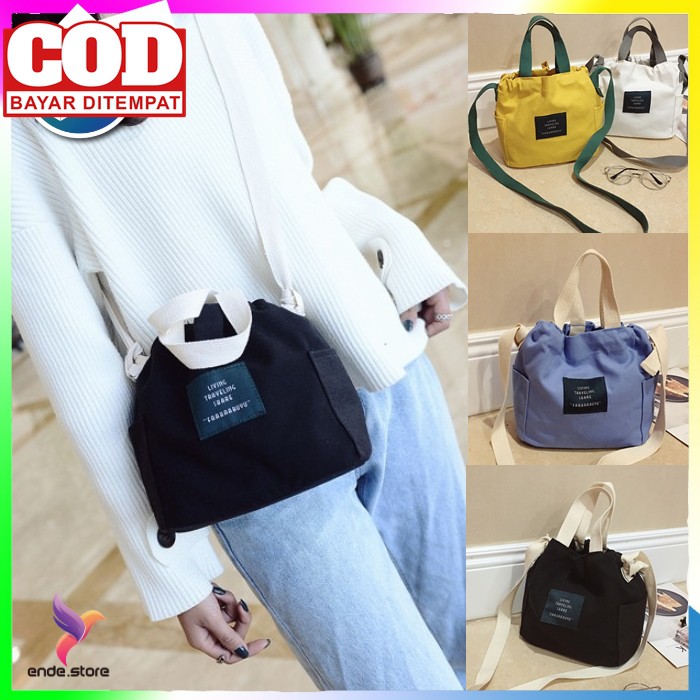Tas Fashion Selempang Kain Wanita Import Tas Slempang Kanvas Kecil Mini Lucu Murah Sling Bag EN 097