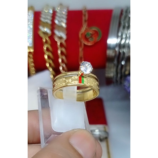 cincin titanium anti luntur perhiasan wanita promo