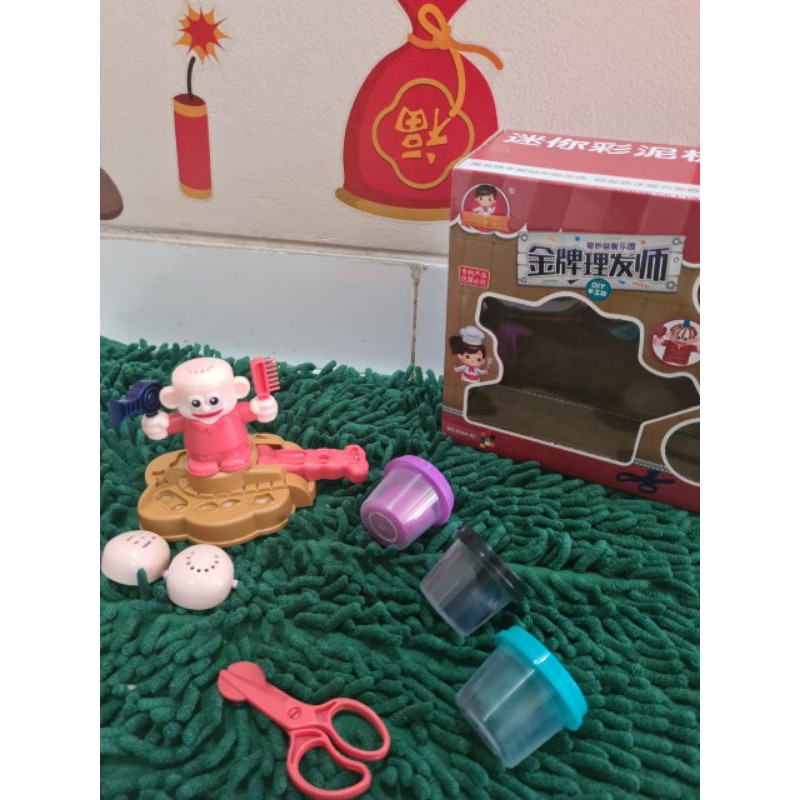 Laristerus79 MAIANAN PLAY DOH SALON POTONG RAMBUT PLAYDOH BARBERSHOP EDUKASI ANAK anti slip