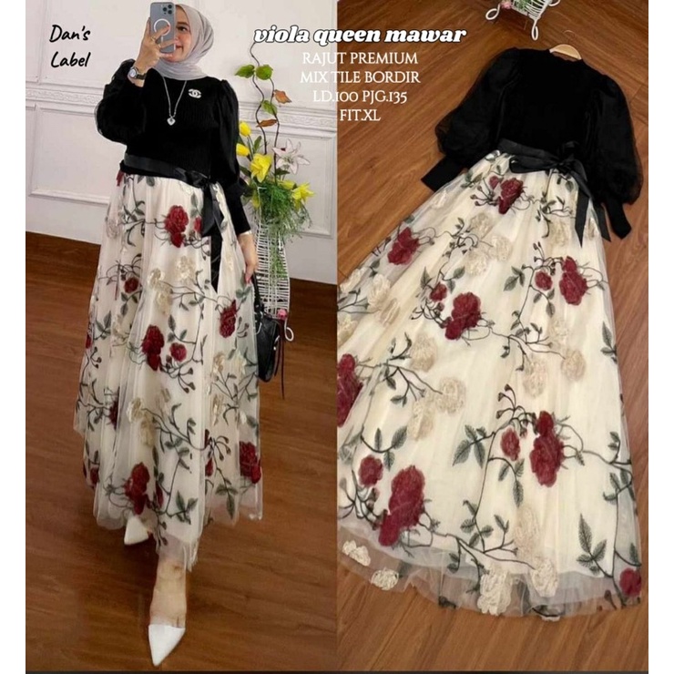 BELLA QUEEN / MIRELLA MAXY / MICHELA MAXY IMPORT / MILELA MAXY / VIOLA QUEN MAWAR DRES TULE BORDIR I