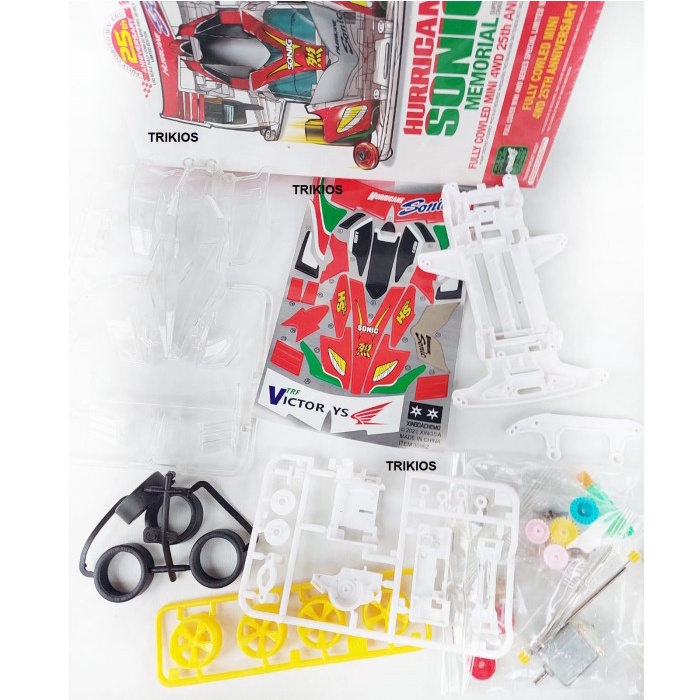Mini 4wd Merk Daxing Hurricane Sonic Clear Body Super TZX Chassis