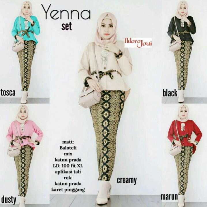 batik wanita yenna / batik rnb set / rok batik span