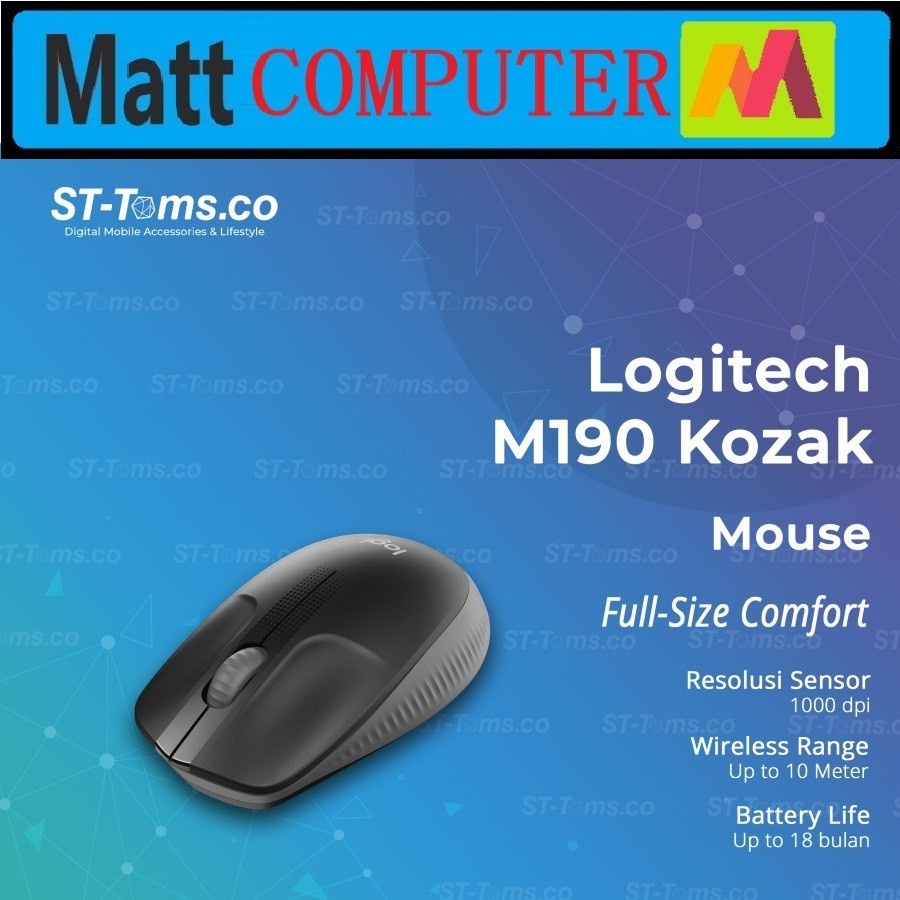 Logitech M190 Full size Wireless Mouse - Charcoal