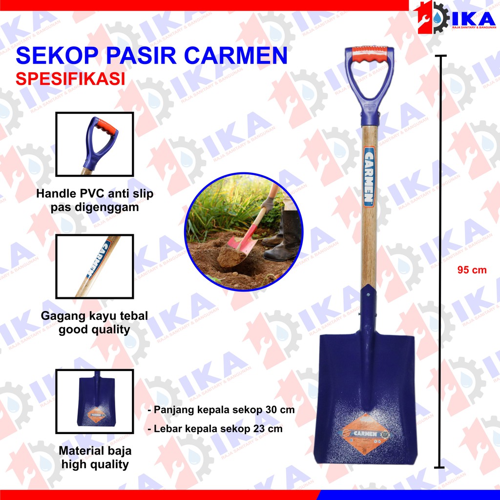 Sekop CARMEN ORIGINAL 100%  Biru / Sekop Besar Export Quality Sekop Carmen SKOP RATA PAPAK FULL BESI / SEKOP PASIR