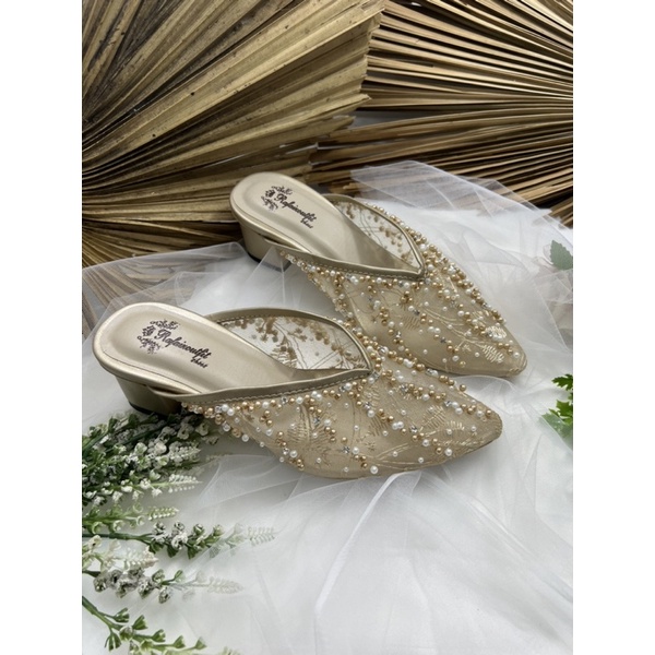 RAFAIZOUTFIT SEPATU wedding shoes -sepatu wanita YESIKA gold tinggi 5cm tahu