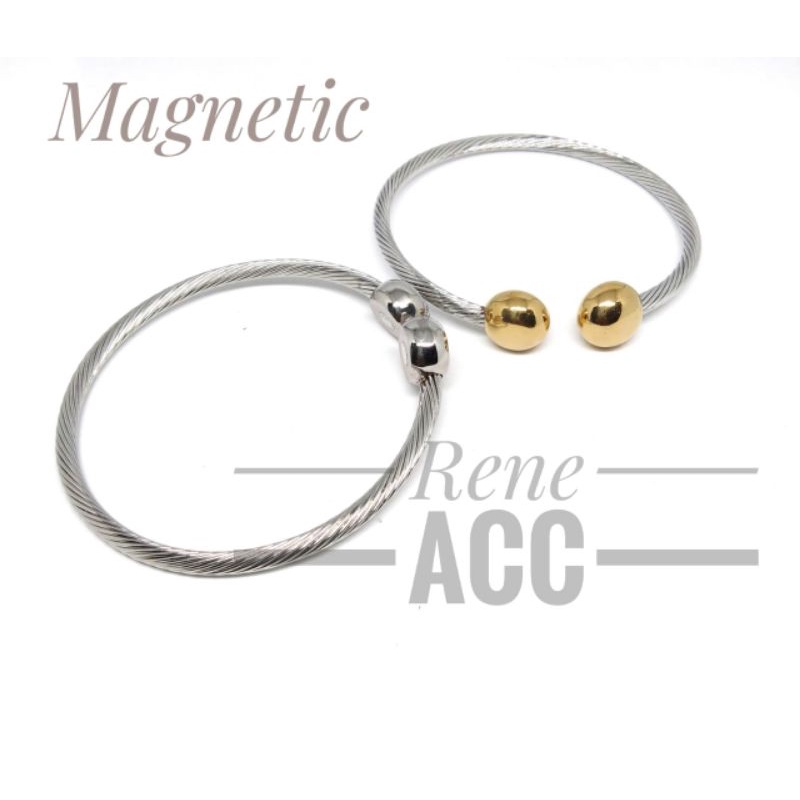 Gelang Titanium Wanita Bola Magnet Anti karat