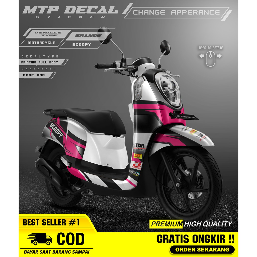 (COD) Decal Stiker Scoopy 2013-2016 lama Dekal Sticker Scoopy full body Desain Racing Keren MTP 06